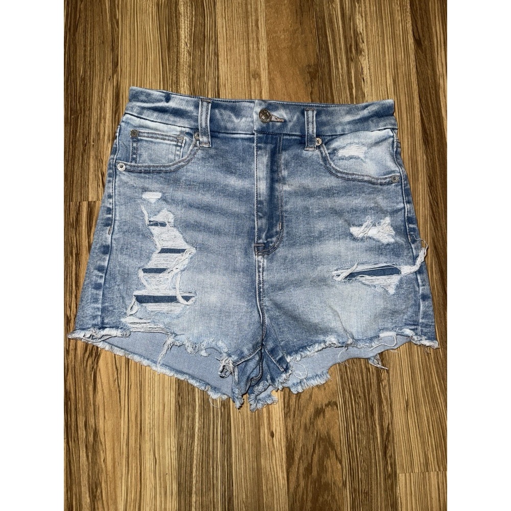 American Eagle Curvy Light Wash Destructed High Rise Shorts 2 Women's